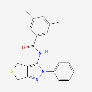 molecular formula C20H19N3OS B2609409 3,5-dimethyl-N-(2-phenyl-4,6-dihydro-2H-thieno[3,4-c]pyrazol-3-yl)benzamide CAS No. 392253-34-8