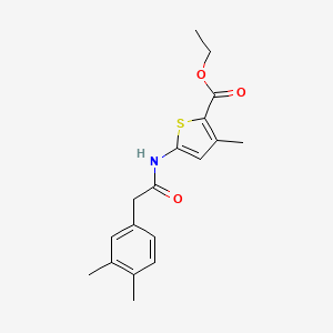 molecular formula C18H21NO3S B2609424 5-(2-(3,4-二甲苯基)乙酰氨基)-3-甲硫代吩-2-羧酸乙酯 CAS No. 921788-33-2