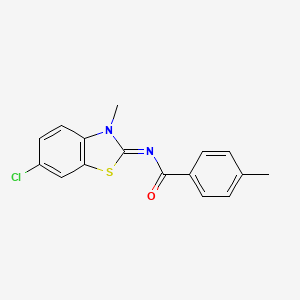 N-(6-chloro-3-methyl-1,3-benzothiazol-2-ylidene)-4-methylbenzamide