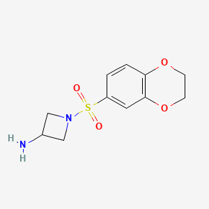 molecular formula C11H14N2O4S B2609435 1-(2,3-Dihydro-1,4-benzodioxine-6-sulfonyl)azetidin-3-amine CAS No. 1423028-22-1