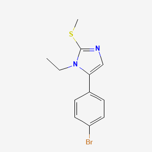 molecular formula C12H13BrN2S B2609440 5-(4-bromophenyl)-1-ethyl-2-(methylthio)-1H-imidazole CAS No. 1207005-49-9
