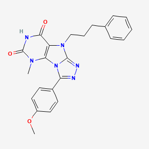 molecular formula C23H22N6O3 B2609443 8-(4-甲氧基苯基)-1-甲基-5-(3-苯基丙基)嘌呤[8,9-c][1,2,4]三唑-2,4-二酮 CAS No. 921829-88-1