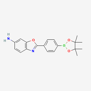 molecular formula C19H21BN2O3 B2609444 2-(4-(4,4,5,5-四甲基-1,3,2-二氧杂硼环-2-基)苯基)苯并[d]恶唑-6-胺 CAS No. 942589-97-1