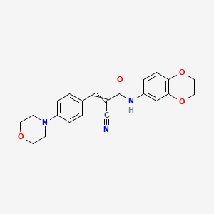molecular formula C22H21N3O4 B2609448 2-cyano-N-(2,3-dihydro-1,4-benzodioxin-6-yl)-3-[4-(morpholin-4-yl)phenyl]prop-2-enamide CAS No. 863670-54-6