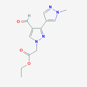 molecular formula C12H14N4O3 B2609483 Ethyl 2-(4-formyl-1'-methyl-1H,1'H-[3,4'-bipyrazol]-1-yl)acetate CAS No. 2095410-36-7
