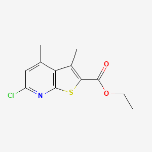 molecular formula C12H12ClNO2S B2609492 Ethyl 6-chloro-3,4-dimethylthieno[2,3-b]pyridine-2-carboxylate CAS No. 923738-50-5