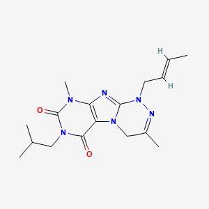 molecular formula C17H24N6O2 B2609502 (E)-1-(顺-2-丁烯-1-基)-7-异丁基-3,9-二甲基-1,4-二氢-[1,2,4]三嗪并[3,4-f]嘌呤-6,8(7H,9H)-二酮 CAS No. 929852-81-3