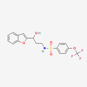 molecular formula C18H16F3NO5S B2609504 N-(3-(benzofuran-2-yl)-3-hydroxypropyl)-4-(trifluoromethoxy)benzenesulfonamide CAS No. 1448065-83-5