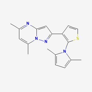 molecular formula C18H18N4S B2609509 2-[2-(2,5-二甲基-1H-吡咯-1-基)-3-噻吩基]-5,7-二甲基吡唑并[1,5-a]嘧啶 CAS No. 439111-41-8