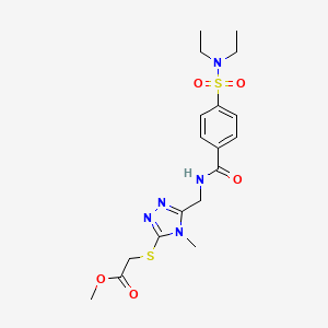 molecular formula C18H25N5O5S2 B2609519 2-[[5-[[[4-(二乙基氨磺酰)苯甲酰]氨基]甲基]-4-甲基-1,2,4-三唑-3-基]硫代]乙酸甲酯 CAS No. 689751-79-9