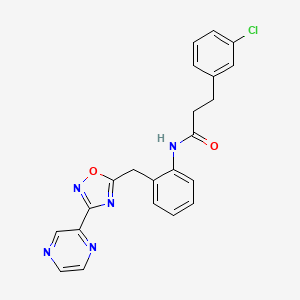 molecular formula C22H18ClN5O2 B2609521 3-(3-氯苯基)-N-(2-((3-(吡嗪-2-基)-1,2,4-恶二唑-5-基)甲基)苯基)丙酰胺 CAS No. 2034548-19-9