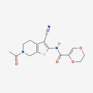 N-(6-acetyl-3-cyano-4,5,6,7-tetrahydrothieno[2,3-c]pyridin-2-yl)-5,6-dihydro-1,4-dioxine-2-carboxamide