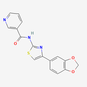 molecular formula C16H11N3O3S B2609524 N-(4-(benzo[d][1,3]dioxol-5-yl)thiazol-2-yl)nicotinamide CAS No. 1208859-96-4
