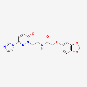molecular formula C18H17N5O5 B2609531 N-(2-(3-(1H-imidazol-1-yl)-6-oxopyridazin-1(6H)-yl)ethyl)-2-(benzo[d][1,3]dioxol-5-yloxy)acetamide CAS No. 1396880-32-2