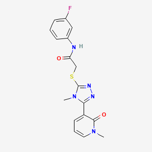 molecular formula C17H16FN5O2S B2609535 N-(3-氟苯基)-2-((4-甲基-5-(1-甲基-2-氧代-1,2-二氢吡啶-3-基)-4H-1,2,4-三唑-3-基)硫代)乙酰胺 CAS No. 1105207-12-2