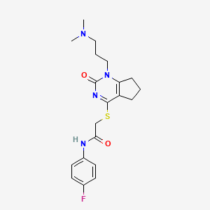 2-[[1-[3-(dimethylamino)propyl]-2-oxo-6,7-dihydro-5H-cyclopenta[d]pyrimidin-4-yl]sulfanyl]-N-(4-fluorophenyl)acetamide