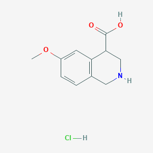 molecular formula C11H14ClNO3 B2609563 6-Methoxy-1,2,3,4-tetrahydroisoquinoline-4-carboxylic acid;hydrochloride CAS No. 2253632-30-1