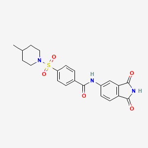 molecular formula C21H21N3O5S B2609568 N-(1,3-二氧代异吲哚啉-5-基)-4-((4-甲基哌啶-1-基)磺酰基)苯甲酰胺 CAS No. 683791-63-1