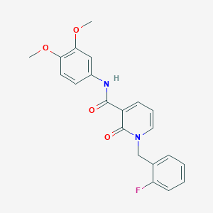 molecular formula C21H19FN2O4 B2609596 N-(3,4-dimethoxyphenyl)-1-(2-fluorobenzyl)-2-oxo-1,2-dihydropyridine-3-carboxamide CAS No. 946378-83-2