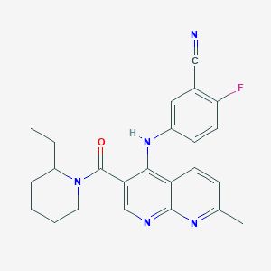 5-((3-(2-Ethylpiperidine-1-carbonyl)-7-methyl-1,8-naphthyridin-4-yl)amino)-2-fluorobenzonitrile