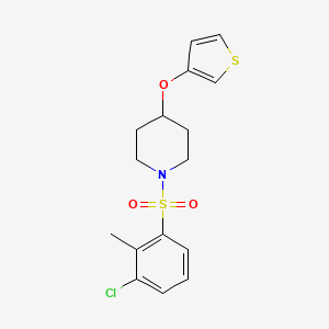 molecular formula C16H18ClNO3S2 B2609618 1-((3-Chloro-2-methylphenyl)sulfonyl)-4-(thiophen-3-yloxy)piperidine CAS No. 2034562-35-9