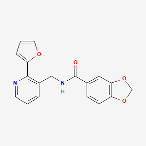 N-((2-(furan-2-yl)pyridin-3-yl)methyl)benzo[d][1,3]dioxole-5-carboxamide