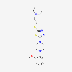 molecular formula C19H29N5OS2 B2609628 N,N-diethyl-2-((5-(4-(2-methoxyphenyl)piperazin-1-yl)-1,3,4-thiadiazol-2-yl)thio)ethanamine CAS No. 1105197-78-1