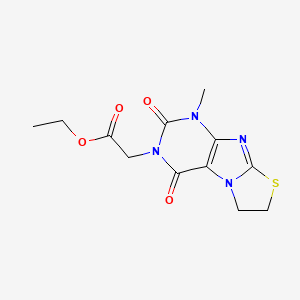 ethyl (1-methyl-2,4-dioxo-1,4,6,7-tetrahydro[1,3]thiazolo[2,3-f]purin-3(2H)-yl)acetate