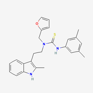 molecular formula C25H27N3OS B2609651 3-(3,5-dimethylphenyl)-1-(furan-2-ylmethyl)-1-(2-(2-methyl-1H-indol-3-yl)ethyl)thiourea CAS No. 851971-66-9