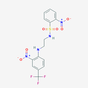 molecular formula C15H13F3N4O6S B2609653 2-nitro-N-[2-[2-nitro-4-(trifluoromethyl)anilino]ethyl]benzenesulfonamide CAS No. 524041-74-5