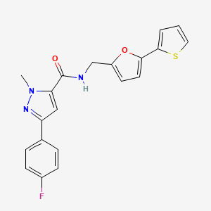 3-(4-fluorophenyl)-1-methyl-N-((5-(thiophen-2-yl)furan-2-yl)methyl)-1H-pyrazole-5-carboxamide