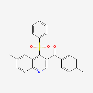 molecular formula C24H19NO3S B2609672 (6-甲基-4-(苯磺酰)喹啉-3-基)(对甲苯基)甲酮 CAS No. 866846-28-8