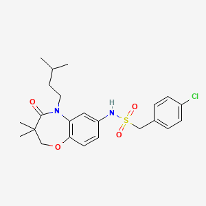 1-(4-chlorophenyl)-N-(5-isopentyl-3,3-dimethyl-4-oxo-2,3,4,5-tetrahydrobenzo[b][1,4]oxazepin-7-yl)methanesulfonamide