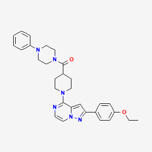 molecular formula C30H34N6O2 B2609685 (1-(2-(4-Ethoxyphenyl)pyrazolo[1,5-a]pyrazin-4-yl)piperidin-4-yl)(4-phenylpiperazin-1-yl)methanone CAS No. 951518-70-0