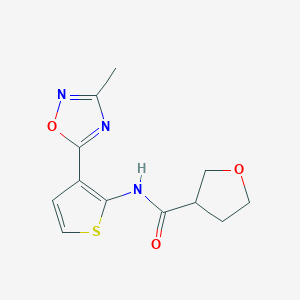 molecular formula C12H13N3O3S B2609690 N-(3-(3-methyl-1,2,4-oxadiazol-5-yl)thiophen-2-yl)tetrahydrofuran-3-carboxamide CAS No. 2034615-49-9