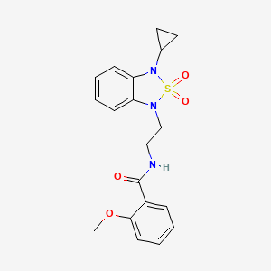 molecular formula C19H21N3O4S B2609698 N-[2-(3-cyclopropyl-2,2-dioxo-1,3-dihydro-2lambda6,1,3-benzothiadiazol-1-yl)ethyl]-2-methoxybenzamide CAS No. 2097921-08-7