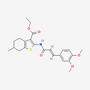 molecular formula C23H27NO5S B2609709 (E)-乙基 2-(3-(3,4-二甲氧基苯基)丙烯酰胺基)-6-甲基-4,5,6,7-四氢苯并[b]噻吩-3-羧酸酯 CAS No. 300675-66-5