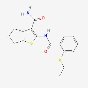 molecular formula C17H18N2O2S2 B2609710 2-(2-(乙硫基)苯甲酰氨基)-5,6-二氢-4H-环戊[b]噻吩-3-甲酰胺 CAS No. 886916-00-3