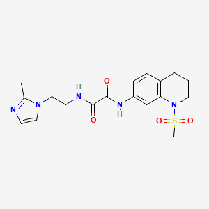 molecular formula C18H23N5O4S B2609716 N1-(2-(2-甲基-1H-咪唑-1-基)乙基)-N2-(1-(甲基磺酰基)-1,2,3,4-四氢喹啉-7-基)草酰胺 CAS No. 1324144-30-0