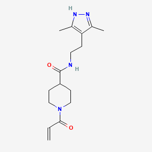 molecular formula C16H24N4O2 B2609731 N-[2-(3,5-Dimethyl-1H-pyrazol-4-yl)ethyl]-1-prop-2-enoylpiperidine-4-carboxamide CAS No. 2361660-41-3