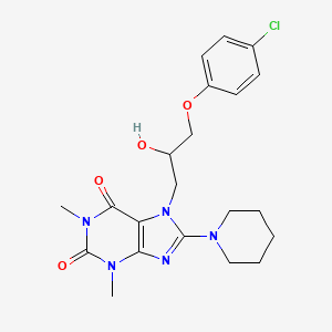 molecular formula C21H26ClN5O4 B2609738 7-(3-(4-chlorophenoxy)-2-hydroxypropyl)-1,3-dimethyl-8-(piperidin-1-yl)-1H-purine-2,6(3H,7H)-dione CAS No. 333305-39-8