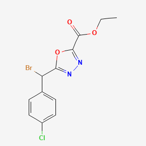 molecular formula C12H10BrClN2O3 B2609739 Ethyl 5-[bromo(4-chlorophenyl)methyl]-1,3,4-oxadiazole-2-carboxylate CAS No. 924858-97-9