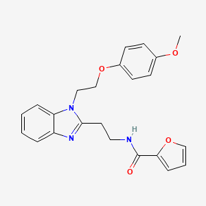 molecular formula C23H23N3O4 B2609745 N-[2-[1-[2-(4-methoxyphenoxy)ethyl]benzimidazol-2-yl]ethyl]furan-2-carboxamide CAS No. 871547-33-0