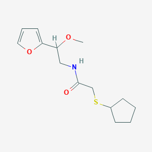 molecular formula C14H21NO3S B2609746 2-(cyclopentylthio)-N-(2-(furan-2-yl)-2-methoxyethyl)acetamide CAS No. 1798659-92-3