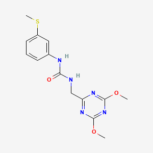 molecular formula C14H17N5O3S B2609747 1-((4,6-Dimethoxy-1,3,5-triazin-2-yl)methyl)-3-(3-(methylthio)phenyl)urea CAS No. 2034357-16-7