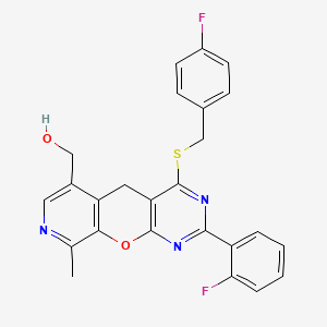 (4-((4-fluorobenzyl)thio)-2-(2-fluorophenyl)-9-methyl-5H-pyrido[4',3':5,6]pyrano[2,3-d]pyrimidin-6-yl)methanol