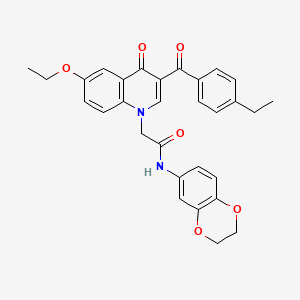 molecular formula C30H28N2O6 B2609754 N-2,3-dihydro-1,4-benzodioxin-6-yl-2-[6-ethoxy-3-(4-ethylbenzoyl)-4-oxoquinolin-1(4H)-yl]acetamide CAS No. 895645-30-4