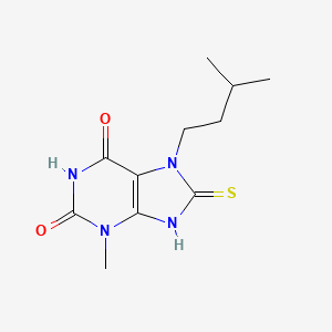 molecular formula C11H16N4O2S B2609757 7-isopentyl-8-mercapto-3-methyl-1H-purine-2,6(3H,7H)-dione CAS No. 126118-61-4