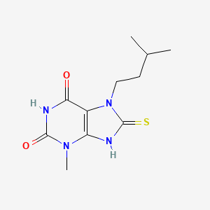 molecular formula C11H16N4O2S B2609757 7-异戊基-8-巯基-3-甲基-1H-嘌呤-2,6(3H,7H)-二酮 CAS No. 126118-61-4