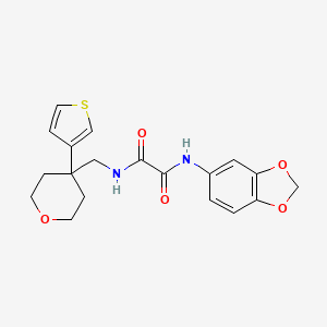 molecular formula C19H20N2O5S B2609768 N1-(benzo[d][1,3]dioxol-5-yl)-N2-((4-(thiophen-3-yl)tetrahydro-2H-pyran-4-yl)methyl)oxalamide CAS No. 2319836-33-2